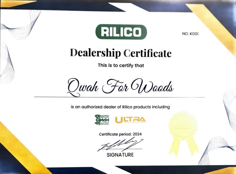 Rilico Certificate For Ethad Al Qwah for woods